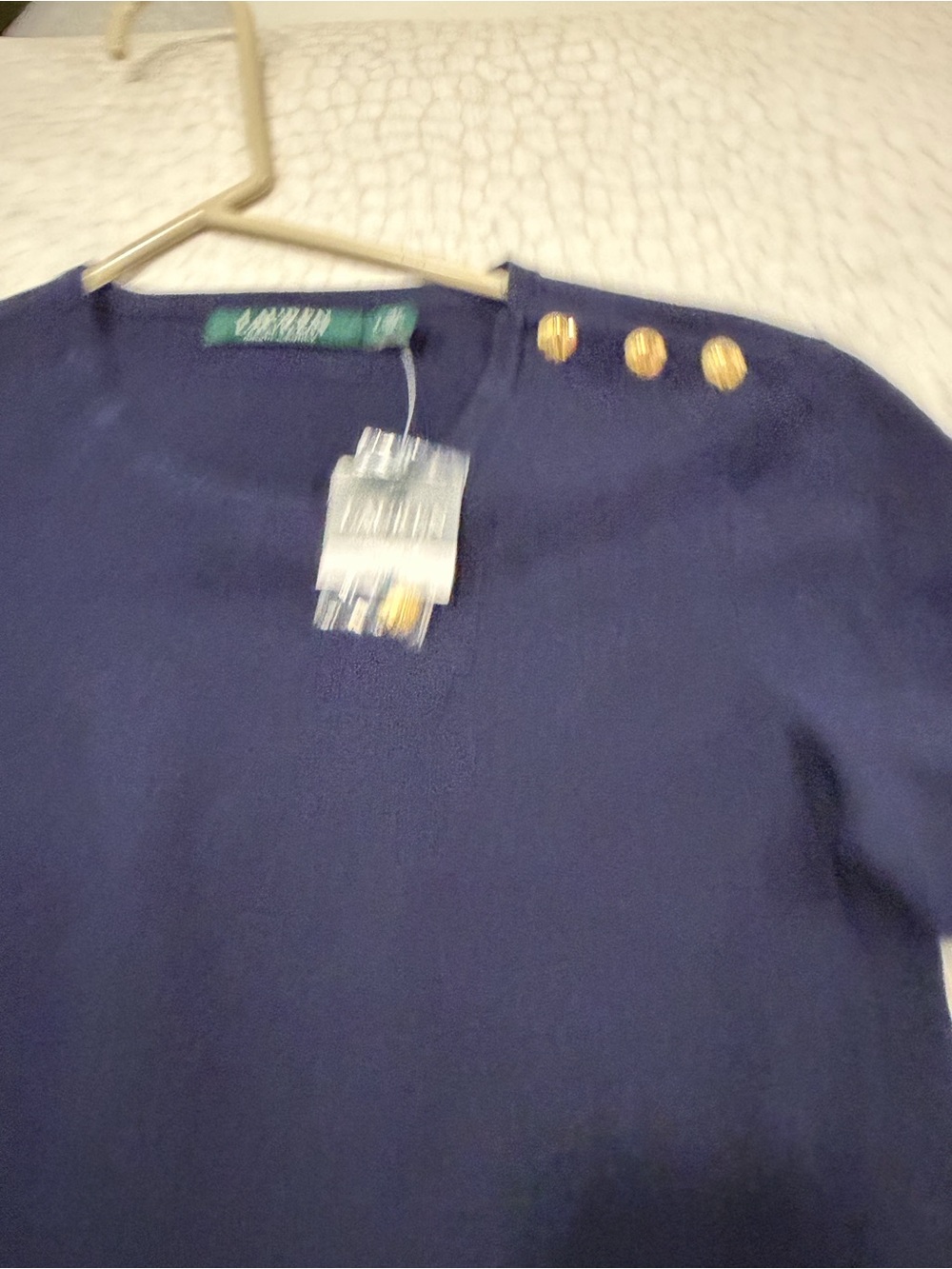 Ralph Lauren Navy Dress with Gold Button Detail